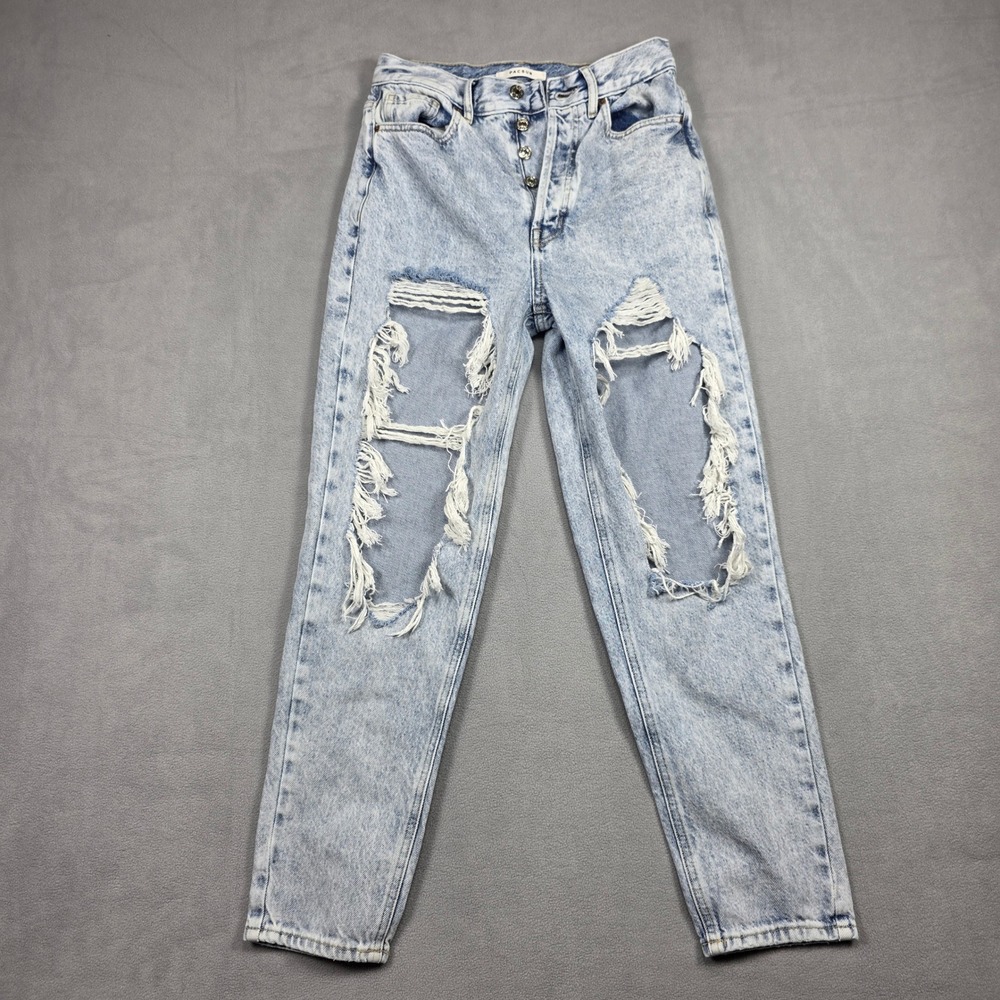PacSun Jeans Women Size 25 Light Blue Slim Ultra High Rise Distressed Acid Wash